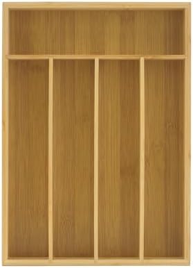 JoyJolt Bamboo Drawer Organizer for Kitchen Utensils, Drawer Divider