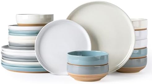 AmorArc Dinnerware Sets for 8, 24 Pieces Ceramic Plates and Bowls Set