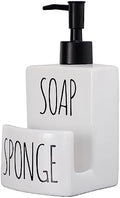 White Ceramic Dish Soap Dispenser with Sponge Holder