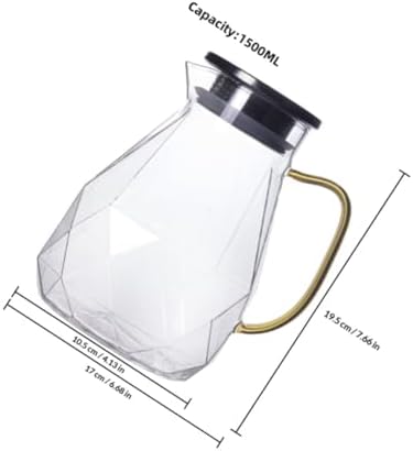Glass Water Pitcher with Lid 1500ml, Heat Resistant for Restaurant