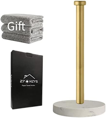 Countertop Paper Towel Holder, Weighted Marble Base, Gold