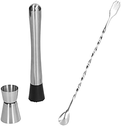Stainless Steel Cocktail Bar Set Jigger Muddler Stirring Spoon for