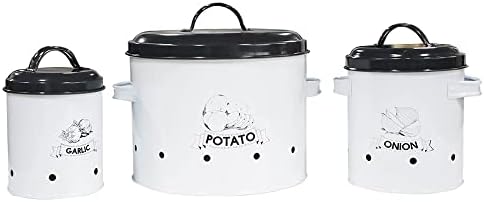 SOTECH Potato Onion Garlic Storage Bin with Lid Set of 3 Kitchen