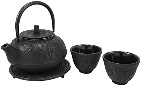 Ebros Gift Japanese Evergreen Bamboo Traditional Heavy Cast Iron Tea