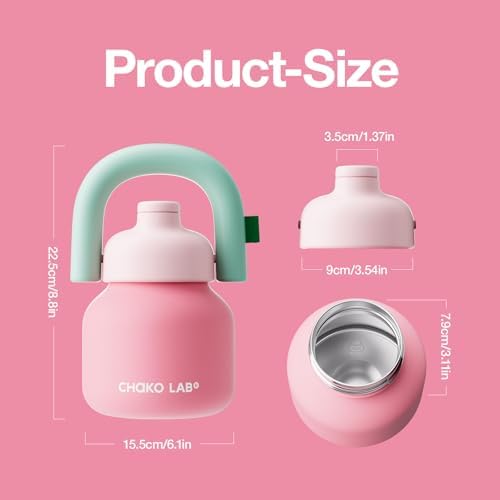 CHAKO LAB 33oz Insulated Water Bottle,Keeps Cold 36H, Cute Design