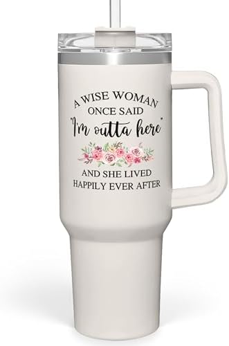 SANDJEST Retirement Tumbler 40oz Stainless Steel with Handle and Straw