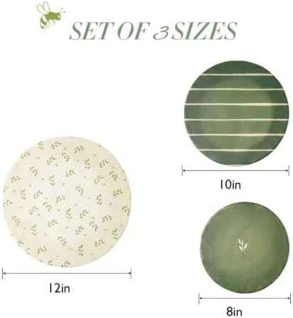 Reusable Beeswax Bowl Covers, 3 Pack, 8/10/12 Inch