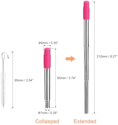 uxcell 1 Set Reusable Metal Straws, 3.7"-8.3" Portable Telescopic