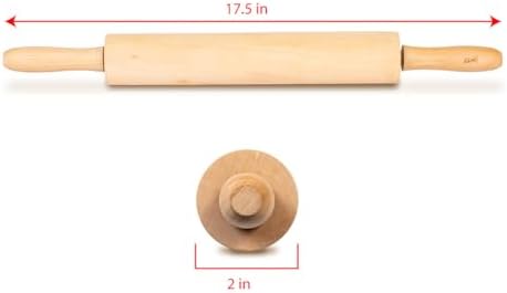 Glad Wood Rolling Pin, 17.5 Inch - Large Dough Roller for Baking