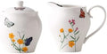 WAIT FLY Butterfly and Flower Ceramic Creamer and Sugar Bowl Set