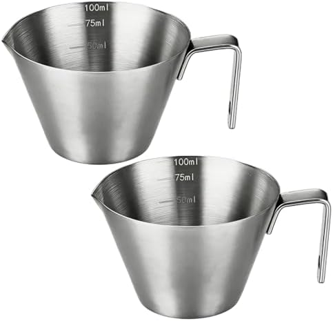 Stainless Steel Shot Cup Set, 2 Pcs Metal Measuring Cup with Scale