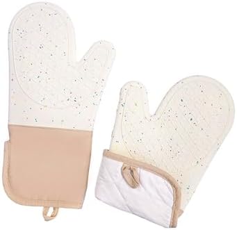 Silicone Oven Mitts, 6-Piece Set, Beige