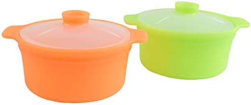 Microwave Silicone Food Steamer Set of 2, with Lid, 2.5 Cup, Made in
