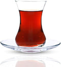 Turkish Tea Glass Set of 6 with Saucers, Arabic Moroccan Tea Cup Set