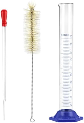 QWORK 100 mL Thick Glass Graduated Cylinder with Bumper Guards &