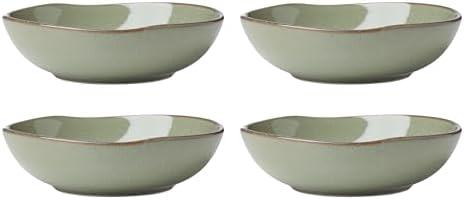 Oneida Organic Shades Sage Green Stoneware Pasta Bowl Set for 4