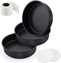 LIANYU 8 x 2 Inch Round Cake Pan Set of 3, Stainless Steel Black