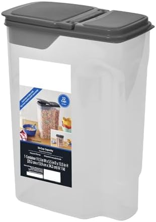 Clear Plastic Cereal Dispenser with Lid, 32 Cup Airtight Cereal