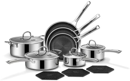 SNOWCLAD Pots and Pans Set Non Stick | Stainless Steel Kitchen Cookware