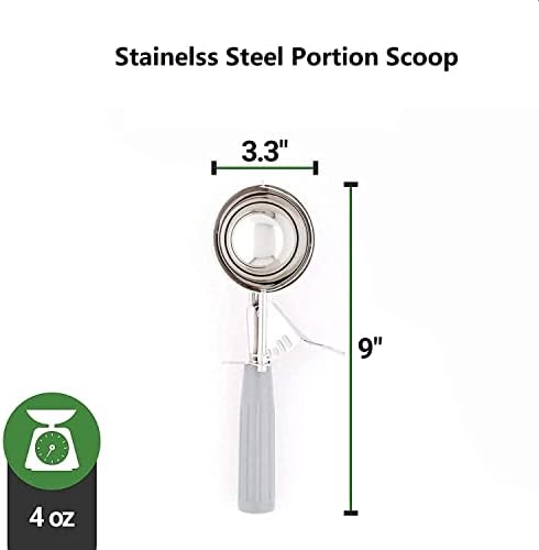 4 Oz Portion Scoop Ice Cream Disher with Trigger Release, Stainless