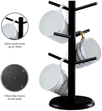 Mug Holder Tree - Coffee Mug Tree with 6 Hooks - Countertop Holder for