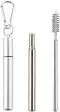 Telescopic Reusable Straws Set, Travel Drinking Straws With Keychain