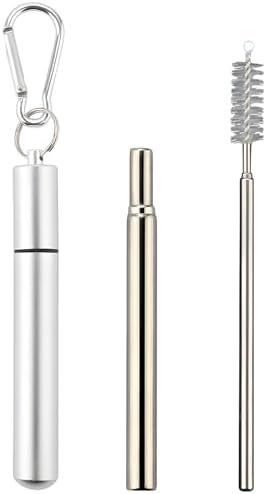 Telescopic Reusable Straws Set, Travel Drinking Straws With Keychain