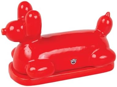 Red Balloon Dog Butter Dish, Ceramic Butter Stick-Shaped Lid, Holds 1