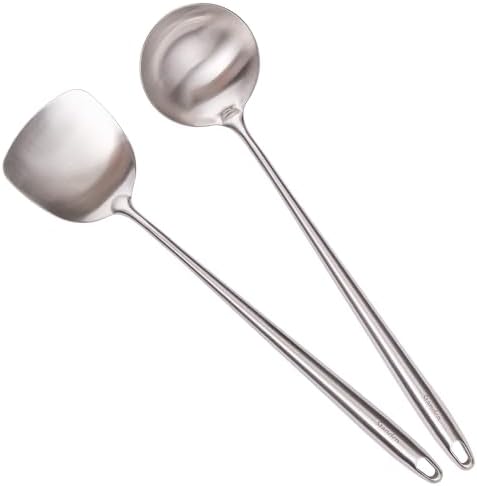 17″ Stainless Steel Wok Spatula and Ladle Set