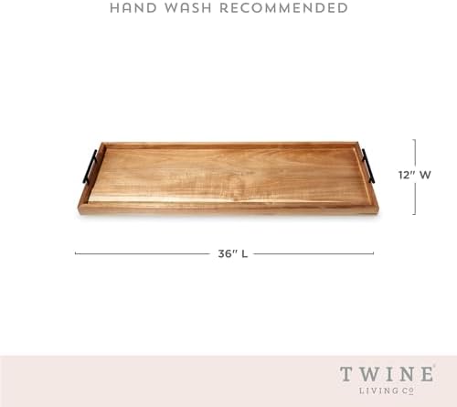 Twine Modern Manor Longboard Cheese Platter with Handles, Rectangular
