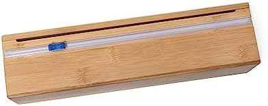 Lipper International Bamboo Wood Kitchen Wrap Dispenser with Cutter for Standard 12" Wide Rolls of Aluminum Foil, Plastic Wrap, or Wax Paper, 13 7/8" x 3 3/8" x 3 1/2"