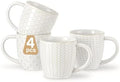 Lareina 12 oz Ceramic Coffee Mugs, Set of 4, Ivory White