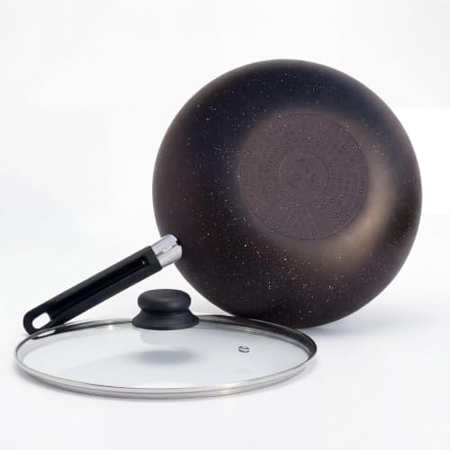 11-Inch Nonstick Flat-Bottom Wok with Glass Lid, Induction Stir-Fry and Saute Pan for Vegetables, Noodles and One-Pan Meals, Aluminum Wok for All Stovetops