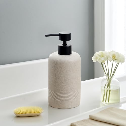 Soap Dispensers,13.53 OZ, 2 PCS,Sandstone Look Beige Empty Bottles