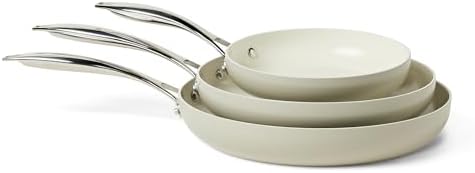 Amazon Basics Ceramic Nonstick Frying Pan Set, 3-Piece Cookware Set