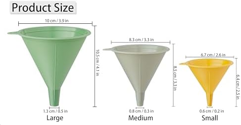 New Talent 3 Piece Plastic Funnel Set (Pastel Color) - Kitchen Funnels