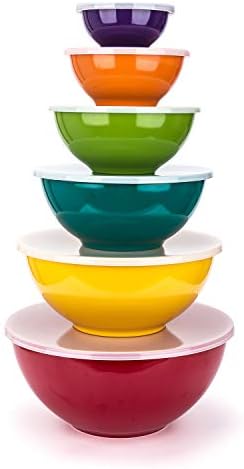 KX-WARE Melamine Mixing Bowls with Lids - 6 Piece Melamine Bowls and