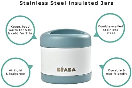 Beaba Stainless Steel Insulated Food Jar 16 oz, Kids Thermos, Lunch