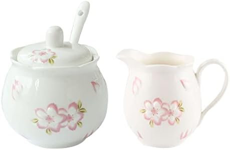 Ceramic Salt Storage Jar, Ceramic Sugar Bowl with Lid and Milk Jug