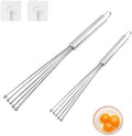 2 Pieces Stainless Steel Ball Whisk Wire Egg Whisk Set and 2 Hooks