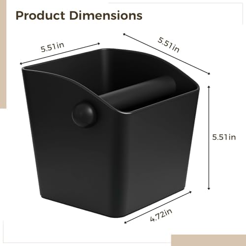 Coffee Knock Box Espresso, 5.5 Inch Medium Square Knock Box with