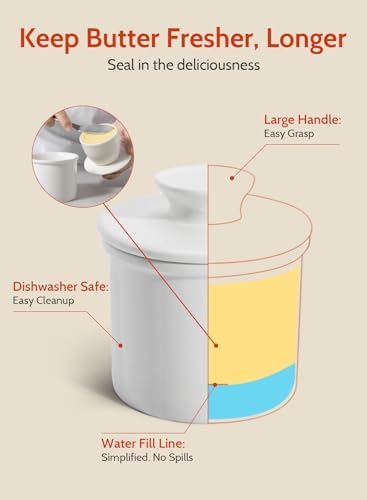 Sweese French Butter Dish - Butter Crock for Counter with Water Line