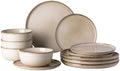 GBHOME Dinnerware Sets for 4, 12 Pieces Ceramic Plates and Bowls Set