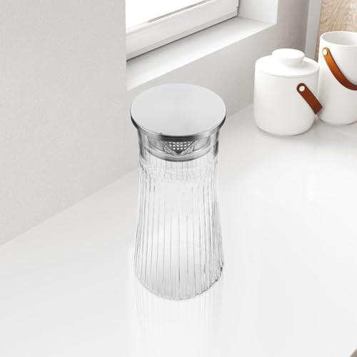 1.5l Acrylic Water Jug with Lid, Vertical Stripes Beverage Pitcher