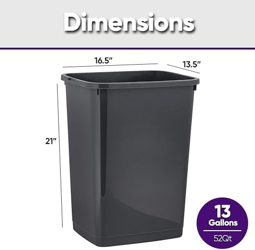 Superio 13 Gallon Kitchen Trash Can, Dark Grey