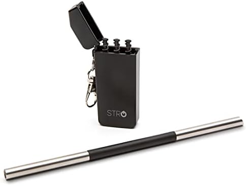 STRO Portable Reusable Metal Straw with Travel Case & Built-in