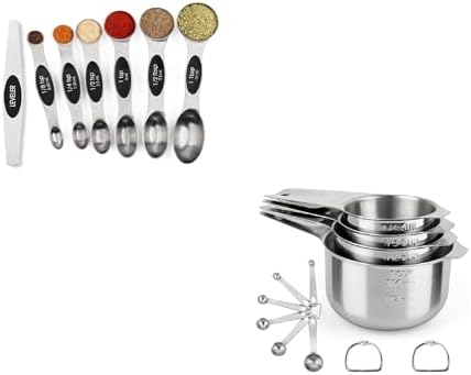 Magnetic Measuring Spoons Set Stainless Steel with Leveler, Measuring