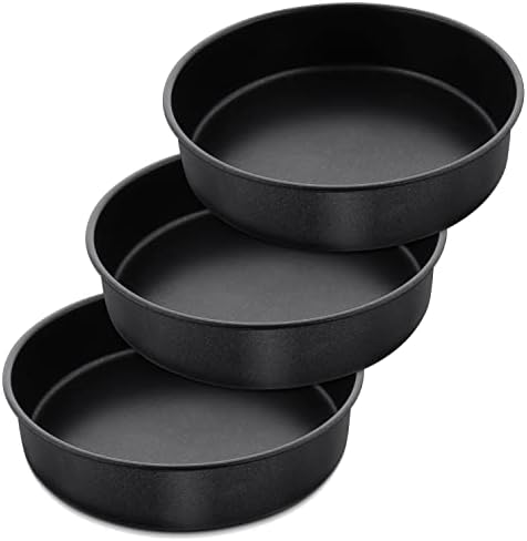 Herogo 8 x 2 Inch Black Round Cake Pan Set of 3, Nonstick Sturdy