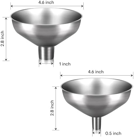 2 Pack Stainless Steel Kitchen Funnel Set, Filling Funnels