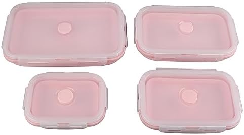ZJchao Collapsible Silicone Food Storage Set 4 Piece Airtight